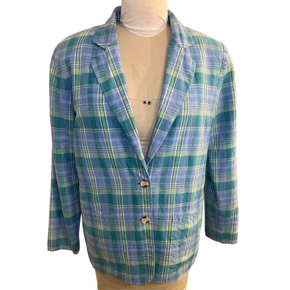 Appleseed’s Plaid 2-Button Blazer Sz. 12 Lined Lightweight Spring - Picture 1 of 9